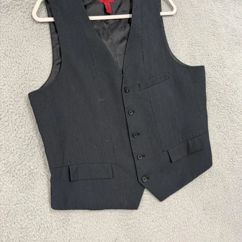 Alfani Vest Mens Large Black Pinstripe Slim Fit Dress Suit Formal Wedding‎
